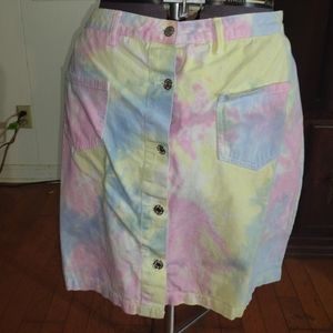 Shein Plus Pastel Denim Button Down Skirt with Pockets